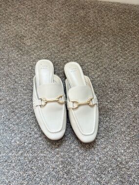 a new day Cream Slip-On Loafer Mules with Gold Bit
